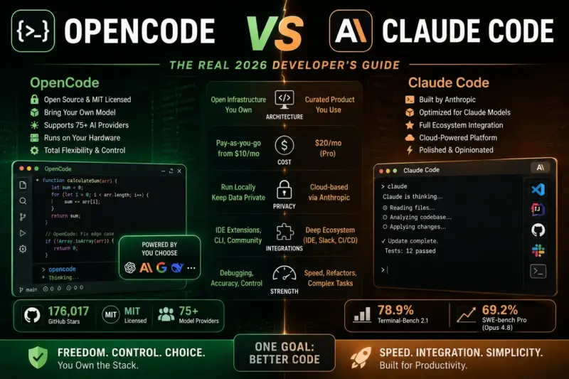 OpenCode vs Claude Code: The Complete 2026 Developer’s Guide